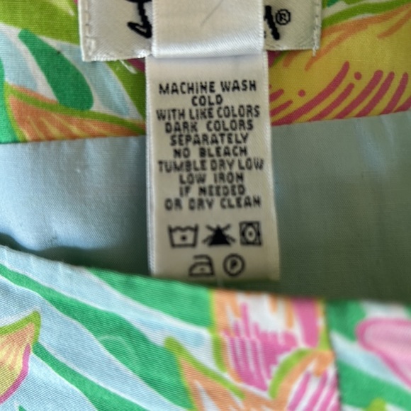 Lilly Pulitzer Vintage Cynthia Botanical Garden Pink Green Scallop Mini Skirt  8 - Picture 10 of 11